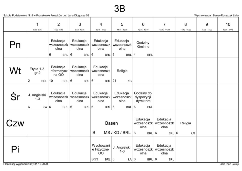 Sp Nr 5 Plan Lekcji www.sp5pruszkow.pl